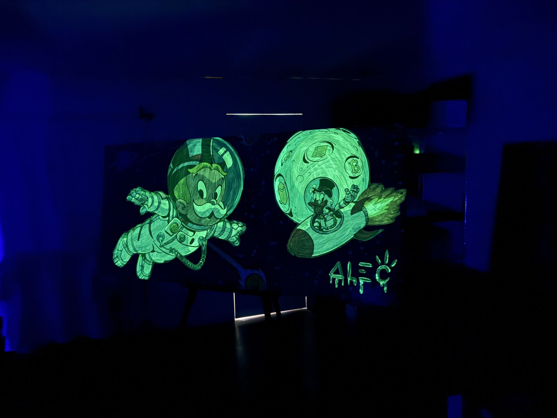 Alec Monopoly Crypto Space Glow In The Dark Canvas