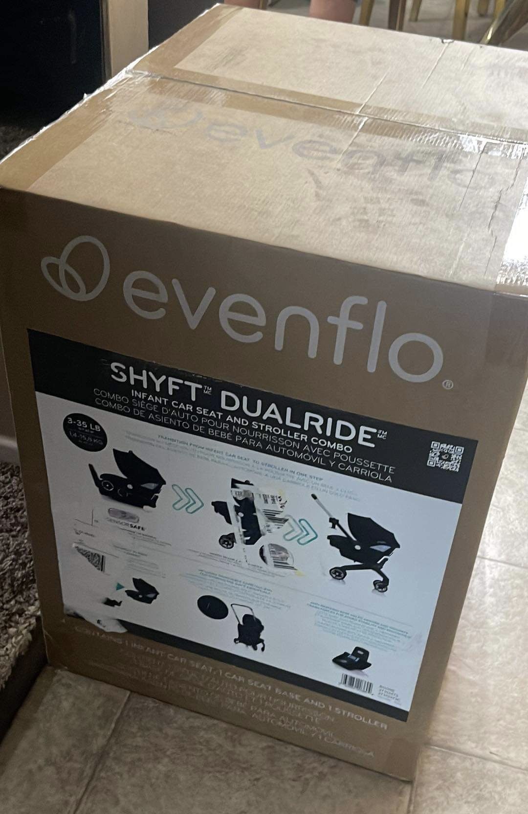Evenflo Shyft DualRide Infant Car Seat and Stroller Combo with Carryall Storage (Boone Gray)