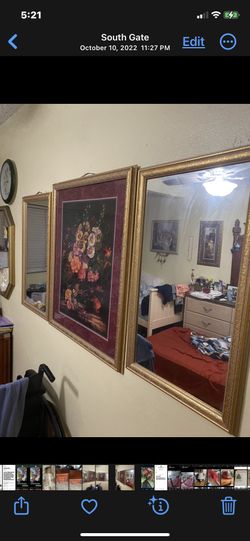 Home Interior Decoration Two Size Mirror And One Middle Beautiful Frame Flowers