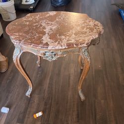 19th Century French Louis XV Carved Walnut Marble Top