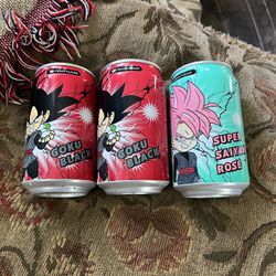 Dragon Ball Z Goku Black Ocean Bomb Soda Limited Edition Peach Flavor Super Saiyan Rose Melon Full Cans
