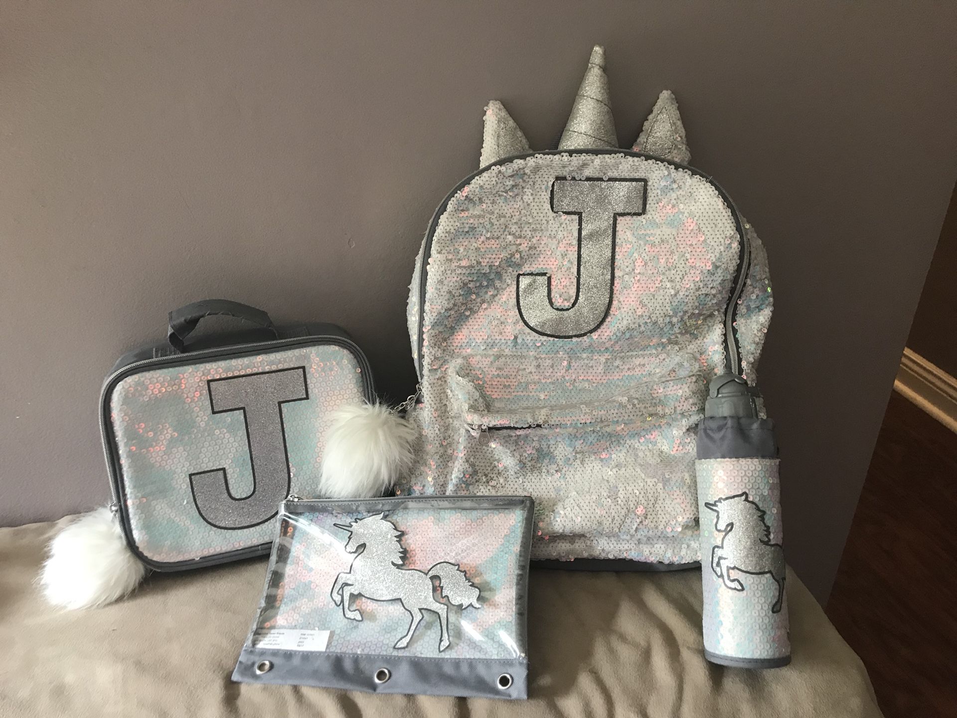 justice backpacks with letter j
