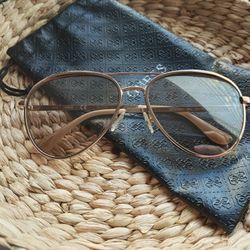 GUESS Rose Gold Aviator Sunglasses with GUESS Case