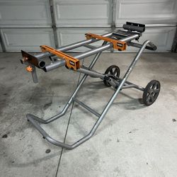 RIDGID Foldable Mobile Miter Saw Stand with Mounting Braces