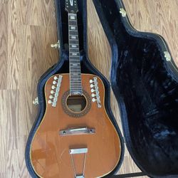 Vintage Rare 1960s EKO 12 String Acoustic Guitar Made In Italy W/case