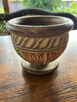 Ornate Carved Ceramic Pedestal Planter. Read description 1st