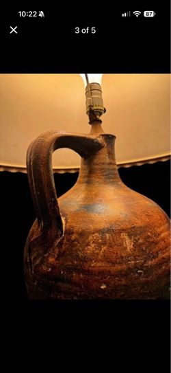 Vintage Terracotta Olive Oil Jar Lamp 1989