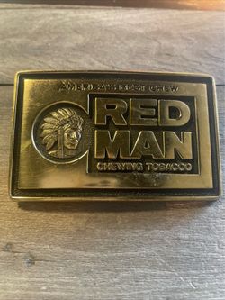 Vintage  Red Man Chewing Tobacco America's Best Solid Brass Belt Buckle
