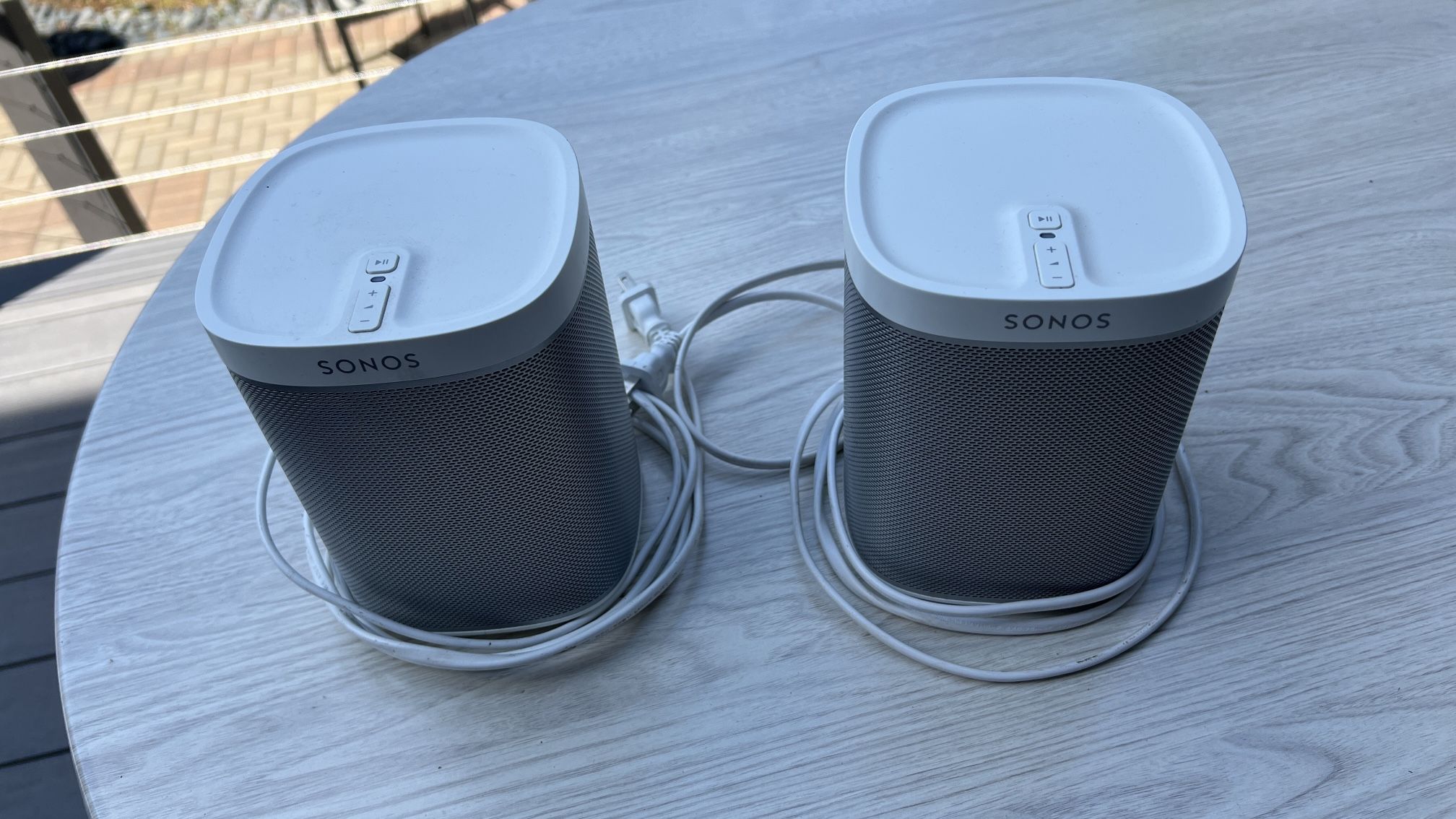 Pair Of White Sonos Play One Speakers, First Gen