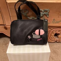 Beautiful! Little Black Satin Purse/Travel Bag 