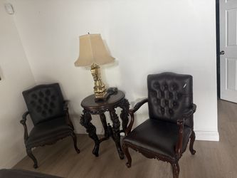 Brown leather set with table