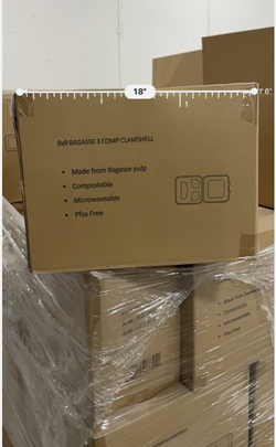 9x9 Fiber Clamshell 3 Compartment To-Go Container