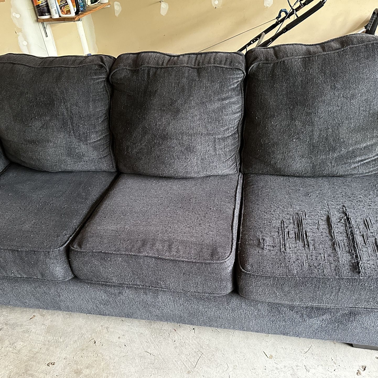 Large Grey 2 piece Sectional Sleeper Sofa w/ottoman 