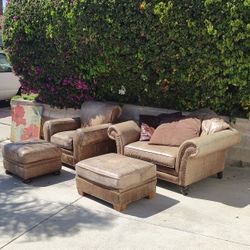 Genuine Leather Chairs Ottomans Cushions