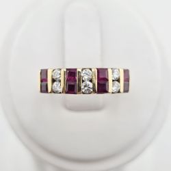 14k gold diamond & ruby ring