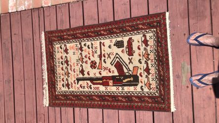 Vintage  original Afghan war rug from 80s