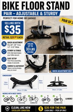 Pair of Adjustable Bicycle Floor Stands – Like New | Fits Road, MTB & More