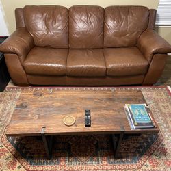 Italian Leather Sofa, Coffee Table, & Rug