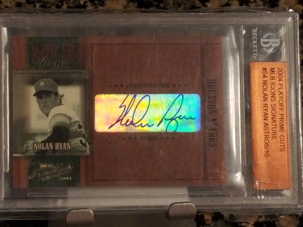 Numbered to only 10 in the world Nolan Ryan sharp and clean auto signed and encased for preservation DRV investment gold trout psa sgc bgs bvg cross