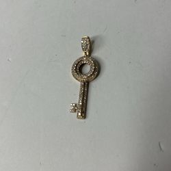 14k Gold Key Pendant W/ Diamonds 10.6 Grams