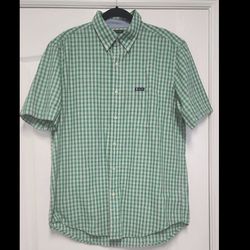Chaps Men's Button Down Shirt Green  Short Sleeve Size Medium