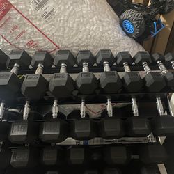 Rubber Dumbbell Set With Rack
