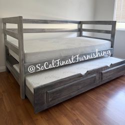 New Twin Bed With Trundle And Mattresses 