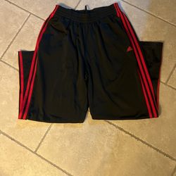 Men’s Adidas Black With Red Stripe Elastic Waist Warm Up Pants
