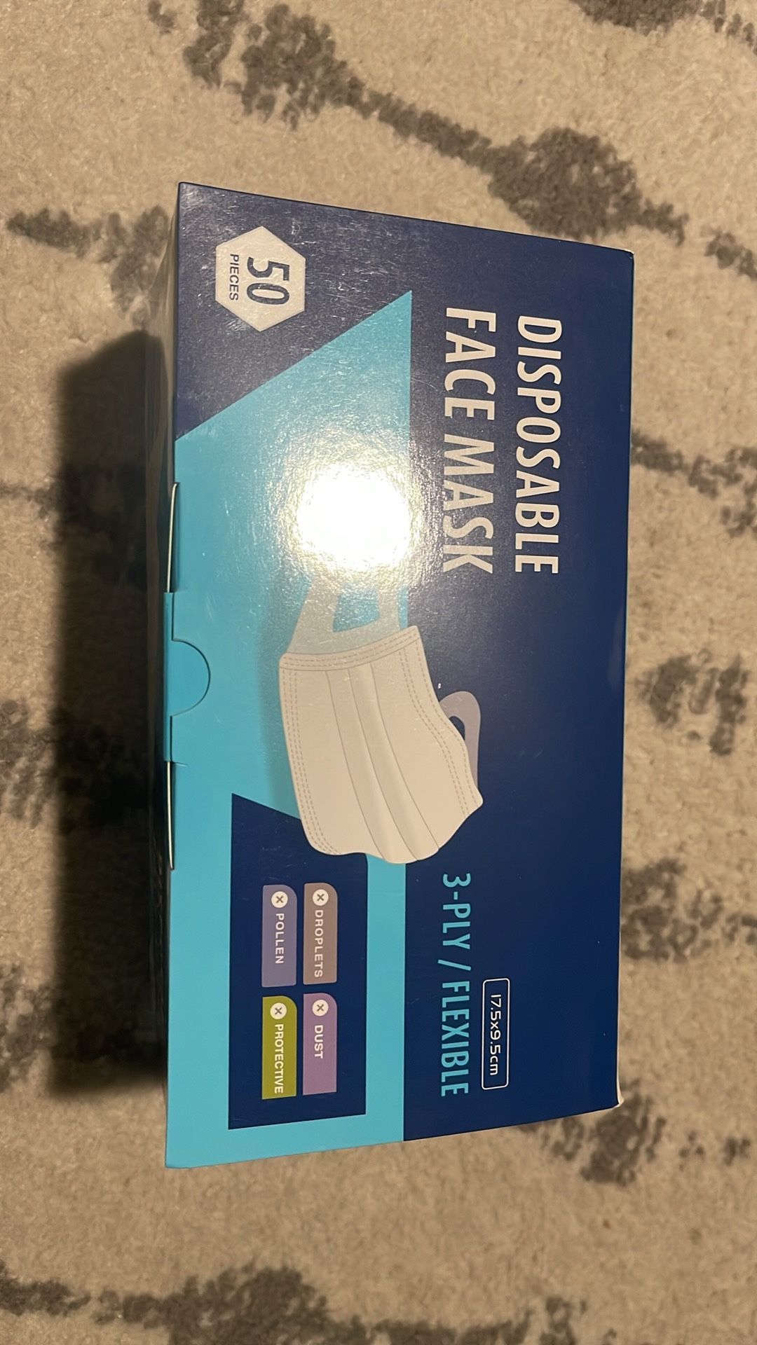 Disposable Face Mask Face Cover 3-Ply/FLEXIBLE  Each box has 50 mask 2 for 1$ 60 boxes available  Pickup in  upland, California