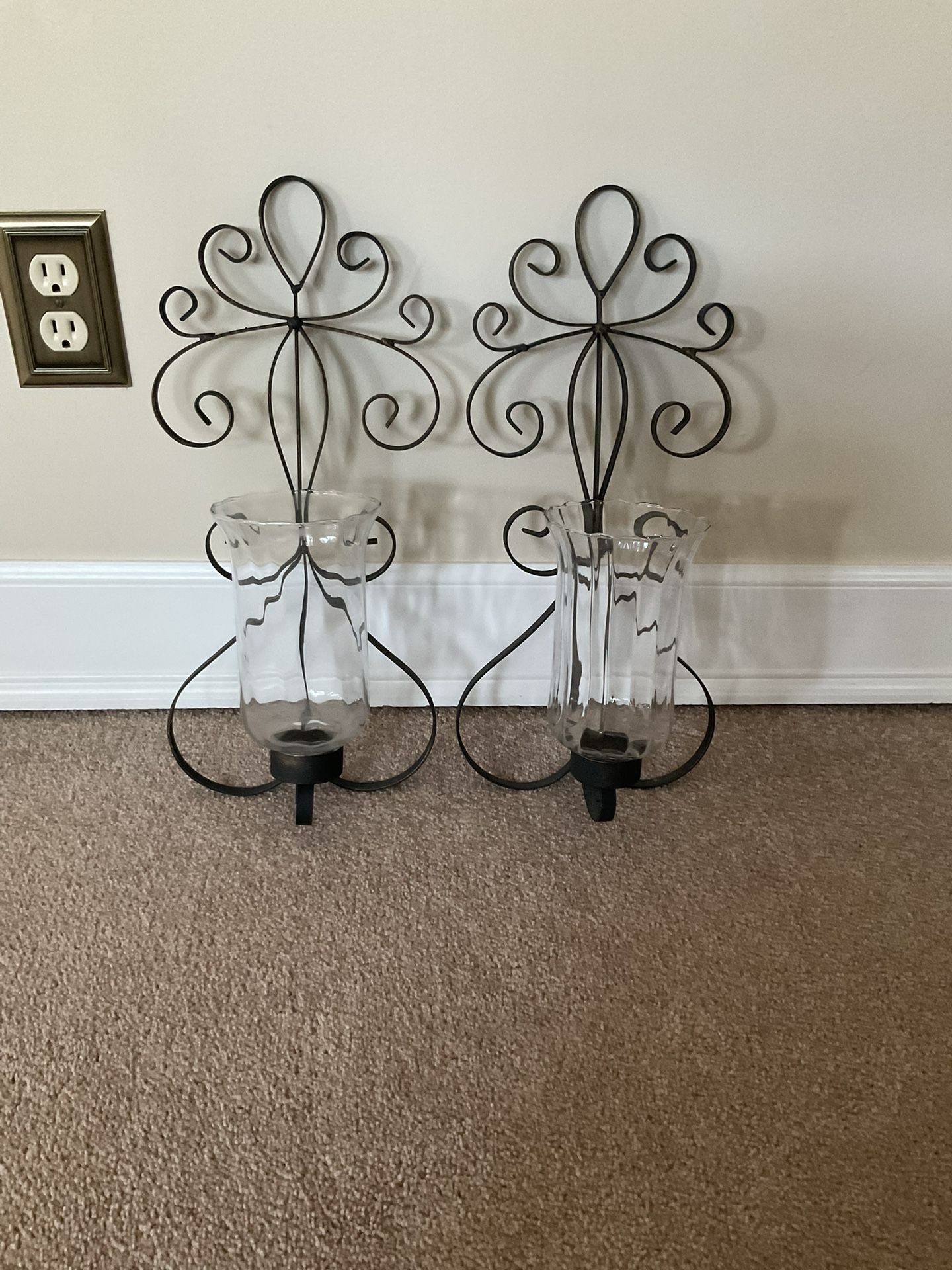 Metal Wall Candle Sconces with glass Holders
