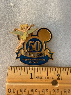 Disneyland 50th Anniversary Tinker Bell Enamel Pin damaged pin back sold AS IS