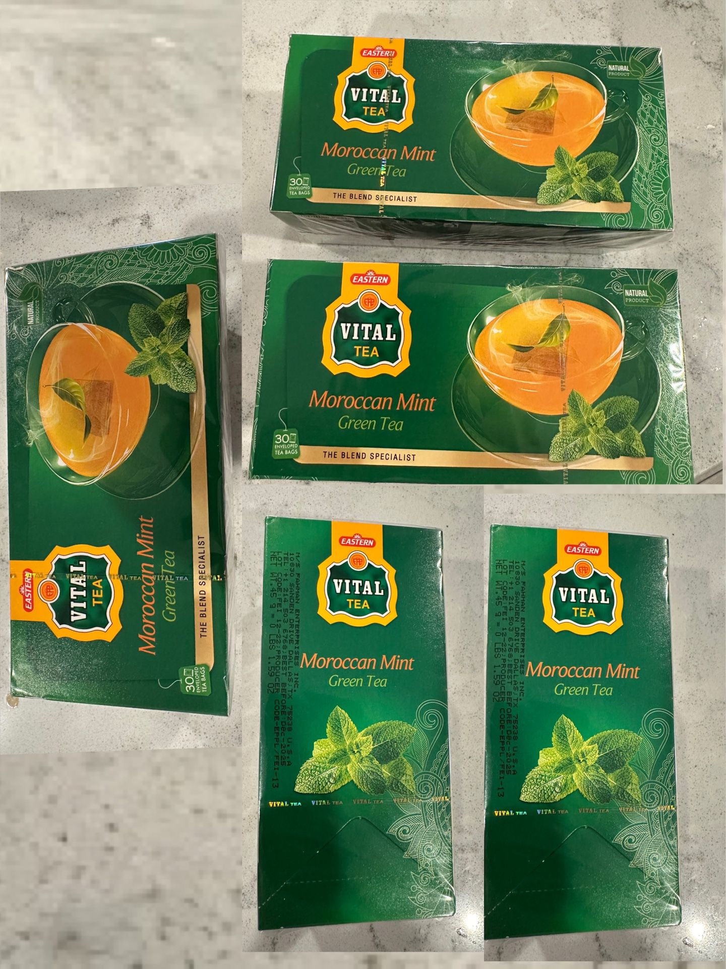 5 Packs of Organic Moroccan Green Tea.(60 Bags)