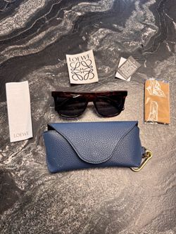 Loewe Tortoise Flat-Top Sunglasses with Case