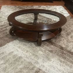 Brown Oval Coffee Table 