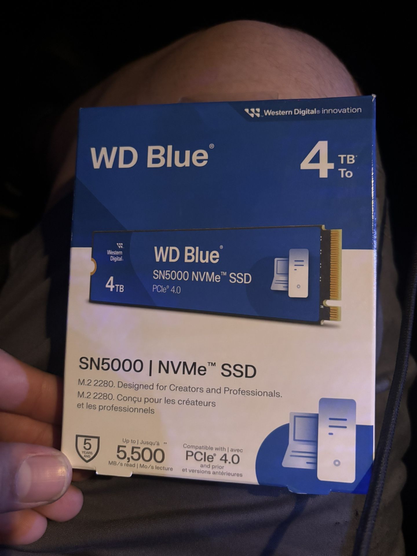 WD Blue - 4TB, SN5000 NVME SSD PCIe Gen 4.0, M.2 2280, Up to 5,500 MB/s - WDS400T4B0E