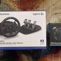 Logitech G923 Racing Wheel w/Shifter and GT Omega Apex Stand for PlayStation PS4 PS5