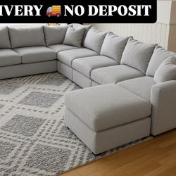 (DELIVERY 🚚)U Shaped Large Sectional W/ Ottoman 