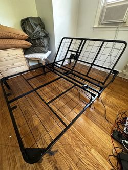 Queen Sized Black Metal Adjustable Bed Frame