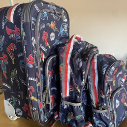 Pottery Barn Kids DC Comics Suitcase, Large and Small backpacks