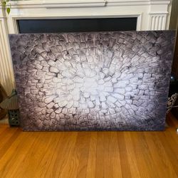 Large Textured Abstract Wall Art Canvas – Neutral Gray & White | 45" x 30"