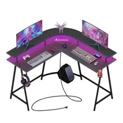 L Shaped Gaming Desk with Power Outlets