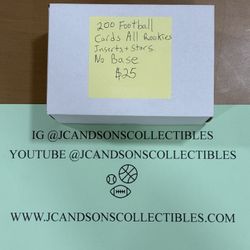 200 NFL Football Trading Cards, All Rookies, Inserts, And Stars. No Base