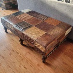 Beautiful Multi Leather Ottoman Made By Paul Roberts.