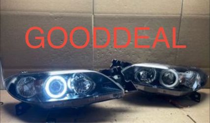 #OH137 2004-2009 Mazda 3 Sedan Halo LED Halogen Headlight Pair Jdm projector lamp light