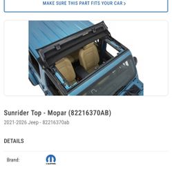 MOPAR Wrangler JL Sun Rider Top