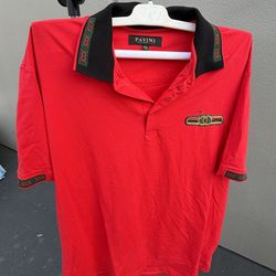 Pavini Men's Red Polo Shirt XXL Black Collar Short Sleeve Embroidered Logo