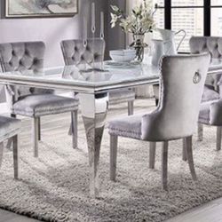 White Chrome Glass Dining Table ONLY Brand New In Box