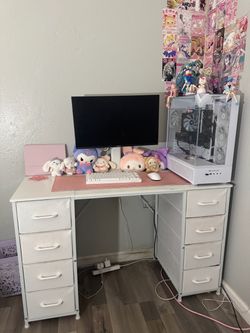 White Desk with Drawers