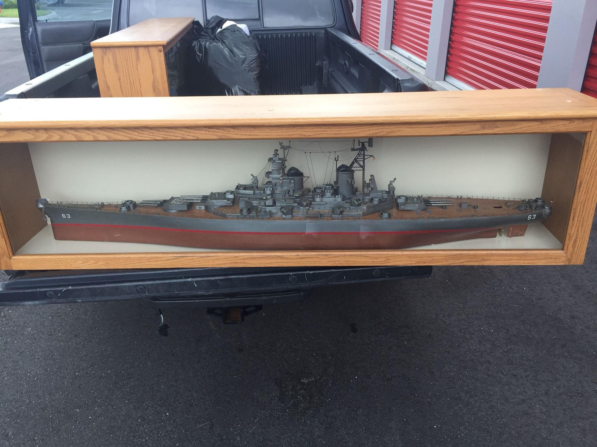 Huge 50” RC Model Ship USS Missouri w/ Display Case
