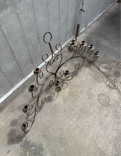Wall hanging Wrought iron 10 candlestick holder with heart design